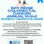 Join Us for the 2nd Annual Bay Ridge Colorectal Cancer Walk – March 8, 2026